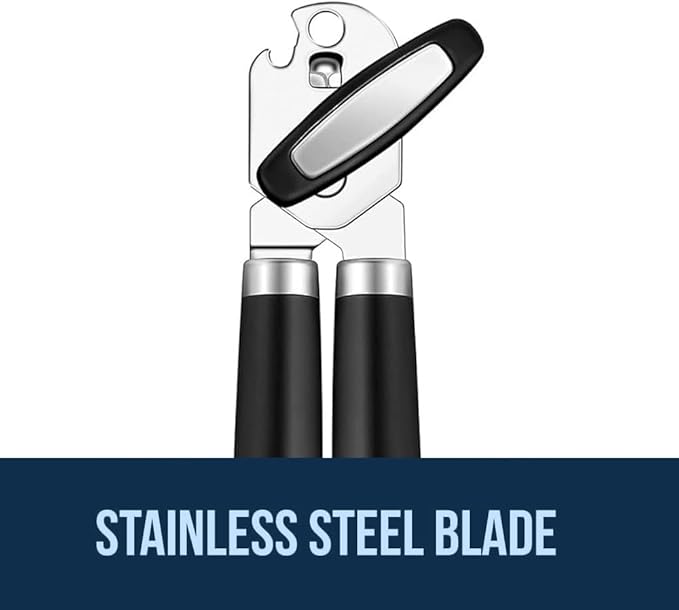 Manual Can Opener, Heavy Duty Stainless Steel Smooth Edge Handheld Can Opener with Comfortable Soft Grip Handle for Seniors and Easy Opening
