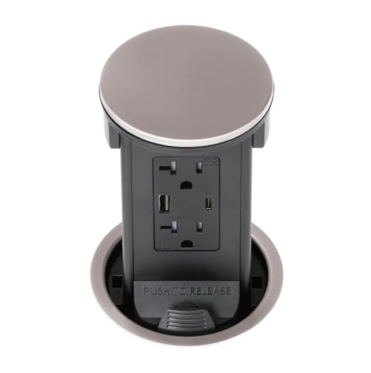 Lew Electric Round Kitchen Pop Up Outlet (2 PWR | 2 USB, Nickel)
