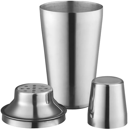 16 oz Stainless Steel Cobbler Cocktail Shaker, 3-Piece Set, Silver, 8.5 Inches, Dishwasher Safe, for Bar and Home