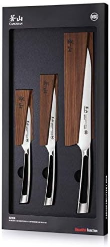 Cangshan TN1 Series 1021936 Swedish 14C28N Steel Forged 3-Piece Starter Knife Set with Wood Sheaths