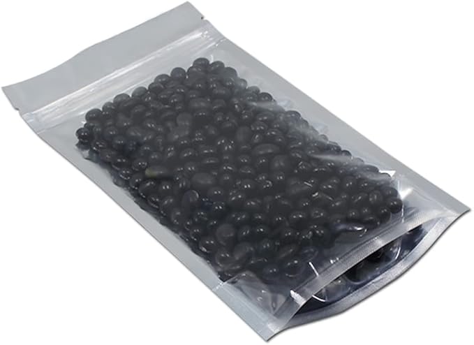 FERENLI 500 Pieces Stand Up Clear Zipper Lock Resealable Aluminum Mylar Foil Plastic Packaging Bag for Zip Heat Seal Package Lock with Tear Notch Long Term Food Storage 4.7x6.7 inch
