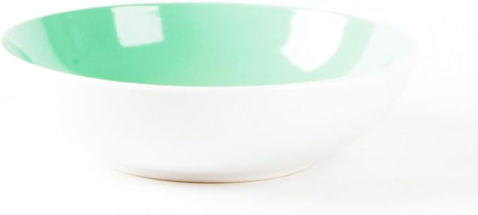 Stoneware Coupe Shape 12pc Dinnerware Set, Outside White + Inside Teal