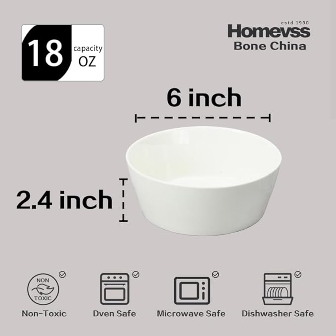 Bone China Cone Shape, Elegance White Bowl 18oz, Case of 6