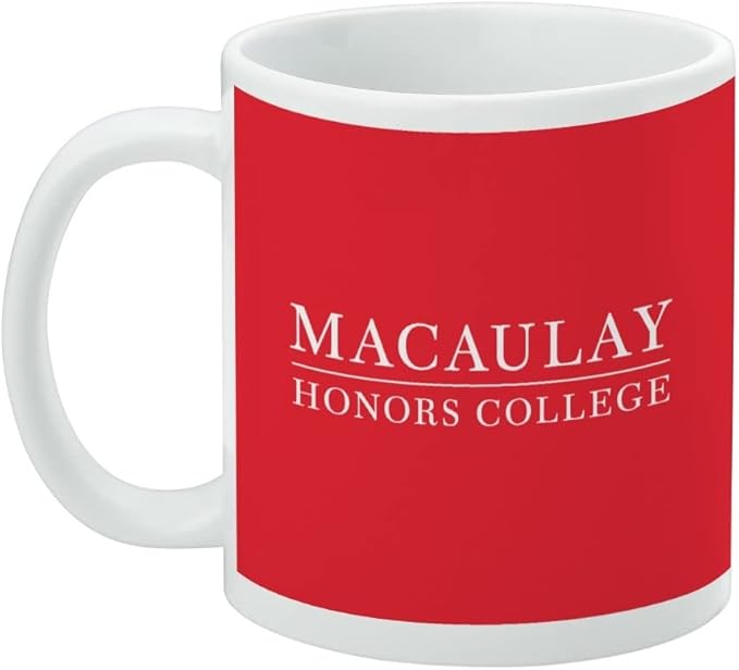 Macaulay Honors College Primary Logo Ceramic Coffee Mug, Novelty Gift Mugs for Coffee, Tea and Hot Drinks, 11oz, White
