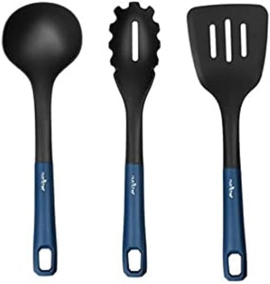 NutriChef Kitchen Cooking Utensils Set - Nylon Cooking Utensils Set, Includes Soup Ladle, Pasta Fork, and Spatula, Works with Models: NCCW14SBLU & NCCW20SBLU - NutriChef NCCW14SBLUUTENS