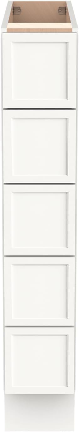 Solid Wood 5-Drawer Spice Cabinet for Kitchen, Soft Close Drawer Glides, Freestanding Storage Organizer, Fits 6" Base Cabinets, Natural Birch Wood (NT-Origami White, 6" W x 24" D x 34.5" H)