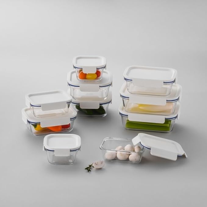 LocknLock LNG428S4W The Clear Heat-Resistant Borosilicate Glass Food Storage Set, 8-Piece (4 Containers + 4 Lids)