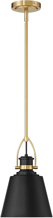 Possini Euro Design West 8" Mid Century Modern Pendant Ceiling Light Fixture Dining Room Over Table Kitchen Island Foyer Drum Hanging Matte Black Sand Gold Finish Hallway Entryway Living Room Mini
