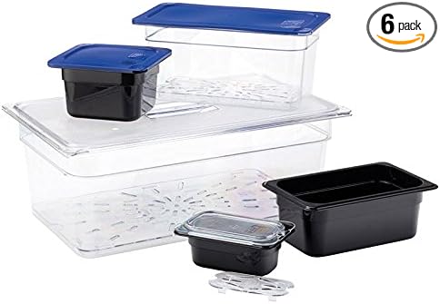 Carlisle FoodService Products Storplus Food Storage Container, Food Pan with Spoonable Corners for Catering, Buffets, Restaurants, Polycarbonate (Pc), 1/9 Size 4 Inches Deep, Clear, (Pack of 6)
