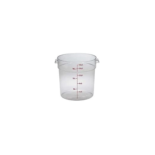 Cambro RFSCW18 18 qt Capacity, 14-7/8" Top Diameter x 12" Height, Camwear Clear Polycarbonate Round Food Storage Container (Cover Sold Separately)