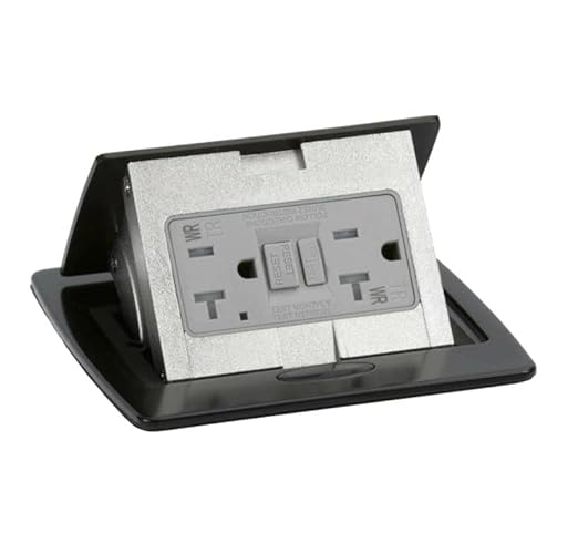 Lew Electric Pop Up Countertop Electrical Outlet, GFCI Receptacle (Black)