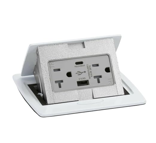 Lew Electric Kitchen Countertop Pop Up Charging USB A/C Ports (White)