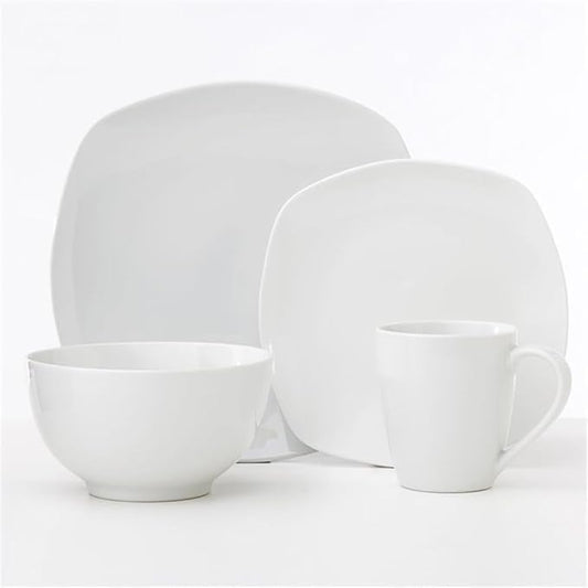 Pemberly Row Porcelain Dinner Set 16 Piece Metric Soft Square