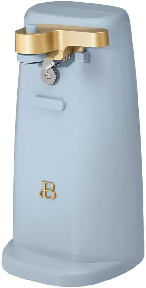 Beautiful Electric Can Opener with Auto-Turn, Magnetic Lid Holder, Knife Sharpener, Bottle Opener, Removable Lever, Cord Storage, No-Tilt Base, Stainless Steel Blade, 70W (Cornflower Blue)