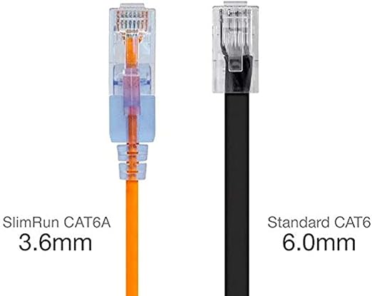 Monoprice Cat6A 10ft Yellow 10-Pk Patch Cable UTP 30AWG 10G Pure Bare Copper Snagless RJ45 SlimRun Series Ethernet Cable