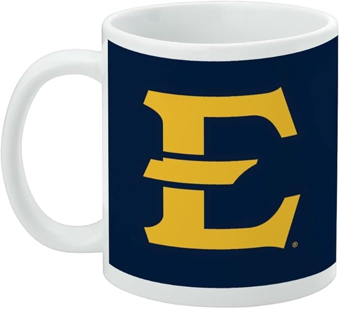 ETSU Primary Logo Ceramic Coffee Mug, Novelty Gift Mugs for Coffee, Tea and Hot Drinks, 11oz, White
