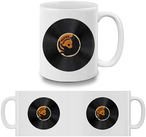 MUGBREW Black Cat Meows Records Ceramic Coffee Mug Tea Cup, 11 OZ