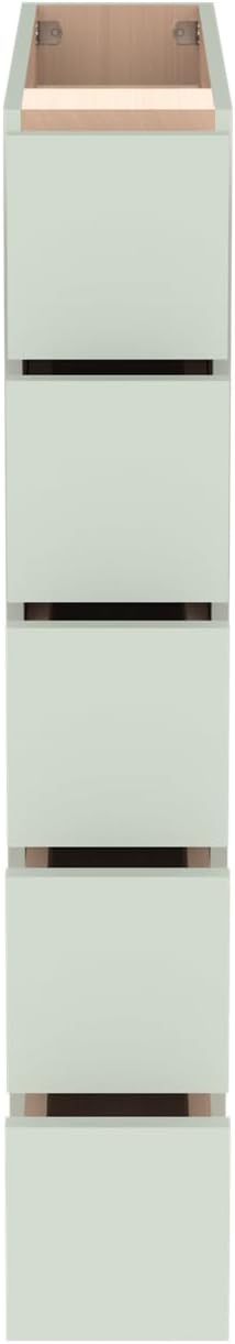 Solid Wood 5-Drawer Spice Cabinet for Kitchen, Soft Close Drawer Glides, Freestanding Storage Organizer, Fits 6" Base Cabinets, Natural Birch Wood (SK-Jade Green, 6" W x 24" D x 34.5" H)