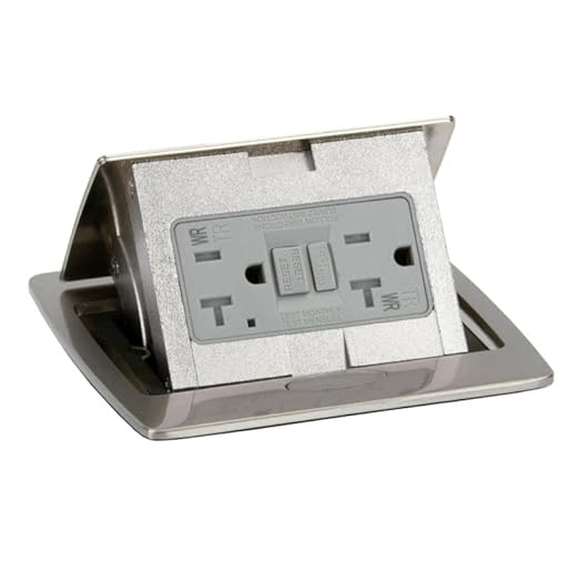 Lew Electric Pop Up Countertop Electrical Outlet, GFCI Receptacle (Stainless Steel)