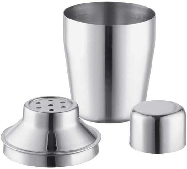 3-Piece Cobbler Cocktail Shaker, 6 oz, Stainless Steel, Silver, Dishwasher Safe, Built-in Strainer
