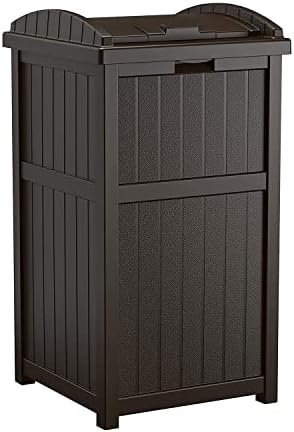 Suncast Trash Hideaway Outdoor 33 Gallon Garbage Waste Can Bin, Java (10 Pack)