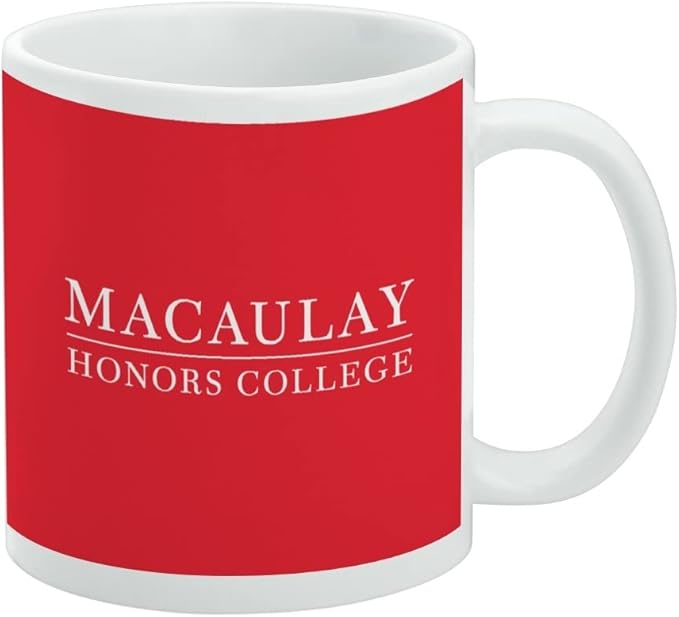 Macaulay Honors College Primary Logo Ceramic Coffee Mug, Novelty Gift Mugs for Coffee, Tea and Hot Drinks, 11oz, White