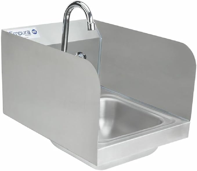 12" Wide Stainless Steel Wall Mounted Hand Sink | Commercial Prep Utility 9" x 9" Bowl for Kitchen Garage | 4" Center Gooseneck Faucet, 10" Back/Side Splash, 12"W x 16"D x 12"H, 20 Gauge, NSF