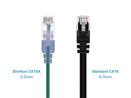 Monoprice Cat6A 3ft Green 10-Pk Patch Cable UTP 30AWG 10G Pure Bare Copper Snagless RJ45 SlimRun Series Ethernet Cable