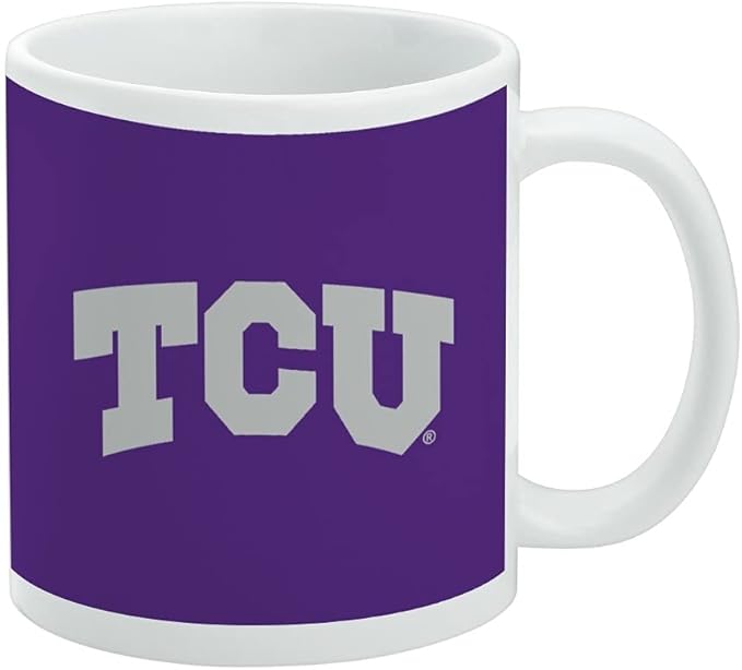 TCU Primary Logo Ceramic Coffee Mug, Novelty Gift Mugs for Coffee, Tea and Hot Drinks, 11oz, White