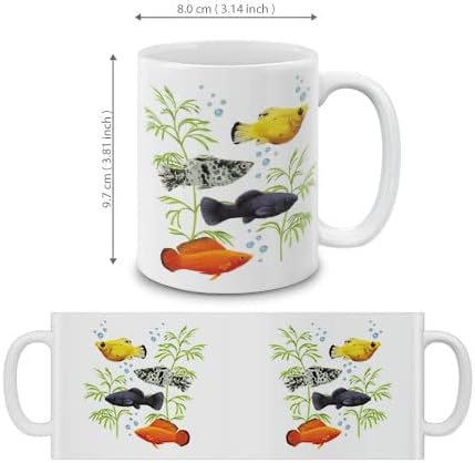 MUGBREW Mollies Fish Ceramic Coffee Mug Tea Cup, 11 OZ