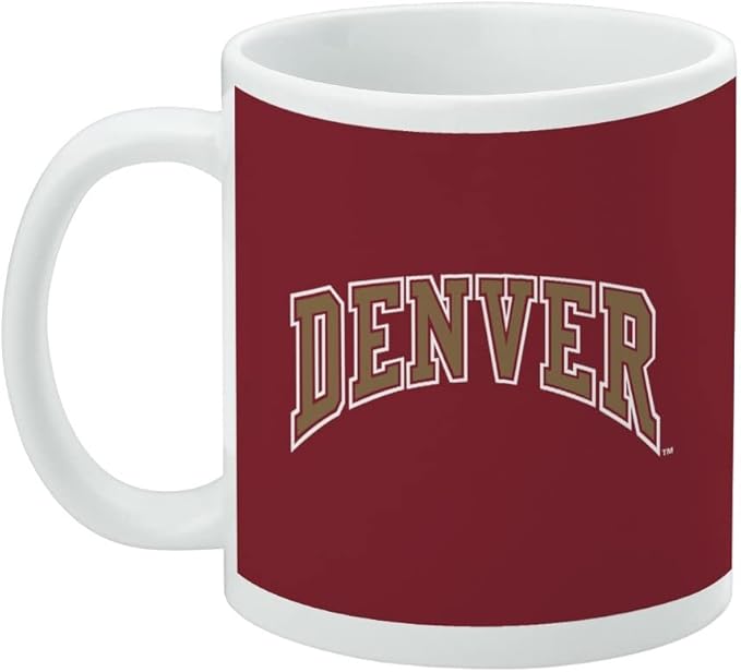 U of Denver Primary Logo Ceramic Coffee Mug, Novelty Gift Mugs for Coffee, Tea and Hot Drinks, 11oz, White