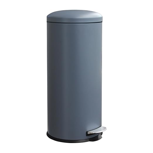 8-Gallon Stainless Steel Trash Can – Round, Slim Garbage can featuring a Removable Inner Liner, Soft Close Lid, Step-on Pedal. Ideal for use in the Kitchen,Office, Living room, or Bathroom,Grey.