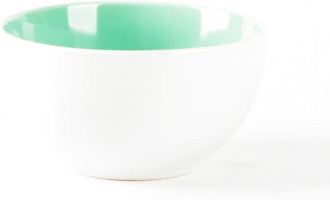 Stoneware Coupe Shape 16pc Dinnerware Set, Outside White + Inside Teal
