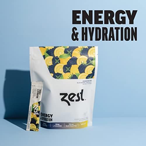 Zest Hydration & Preworkout Energy Drink Packets – Clean Electrolyte Powder with 250mg Caffeine - 14 Energy Powder Sticks for Running & Endurance, BlackBerry Lemonade Flavor