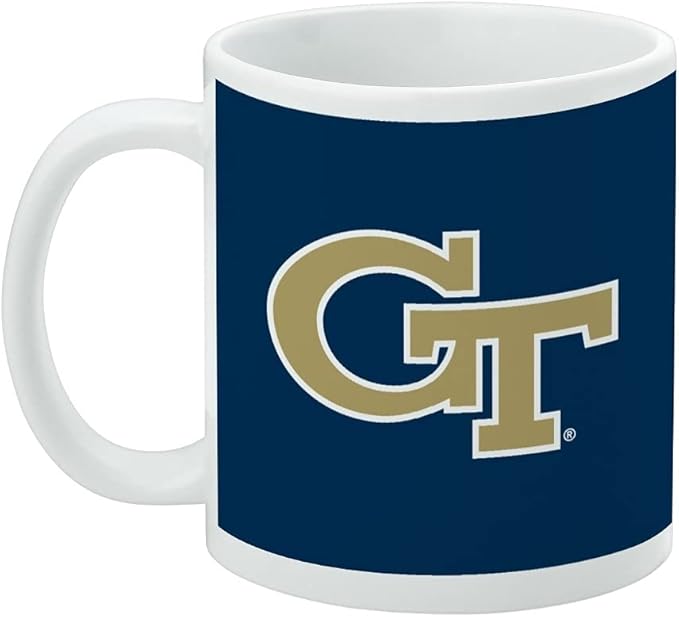 Georgia Tech Primary Logo Ceramic Coffee Mug, Novelty Gift Mugs for Coffee, Tea and Hot Drinks, 11oz, White