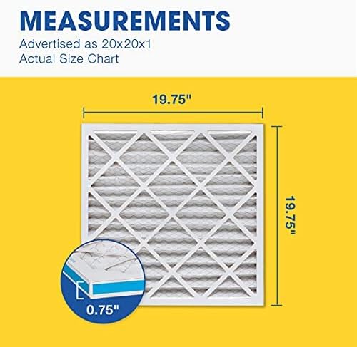Aerostar 20x20x1 MERV 6 Air Filter, 6 Count, ACTUAL SIZE (19.75 x 19.75 x 0.75), HVAC, Air Conditioning & Furnace Filter for Dust, Lint & Pollen Control (MPR 300 / FPR 3), Made in USA