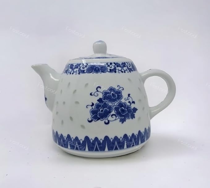 Large Teapot Blue and White Porcelain Tea Pot 6 Cup Store 56 Ounce China, Coffee Pot