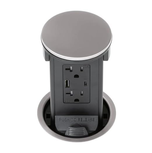 Lew Electric Round Kitchen Pop Up Outlet (2 PWR | 2 USB, Stainless)