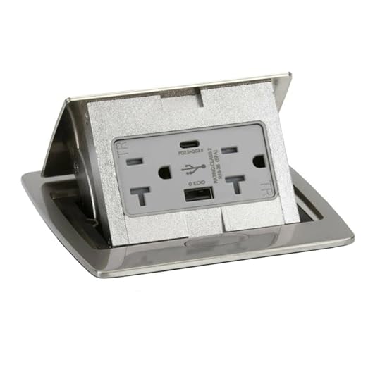Lew Electric Kitchen Countertop Pop Up Charging USB A/C Ports (Stainless Steel)