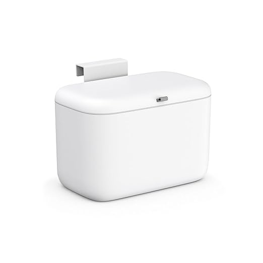 MUEE 1.3 Gal/5L Hanging Small Trash Can with Lid, Kitchen Waste Bin Countertop Compost Bin Under Sink Trash Can, Odorless Garbage Can Trash Bin Waste Basket for Cupboard, Bathroom, Camping, Office, RV