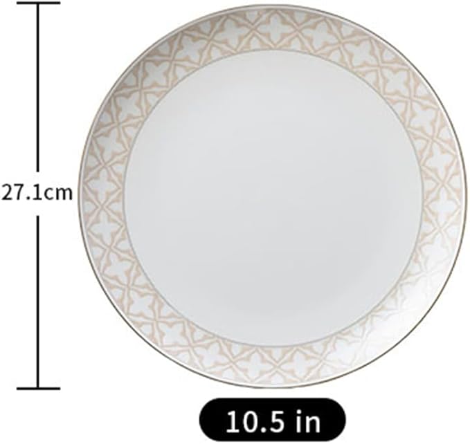 Bone China Dinner Plate Simple plain Smooth Classic pattern 10.5 inches