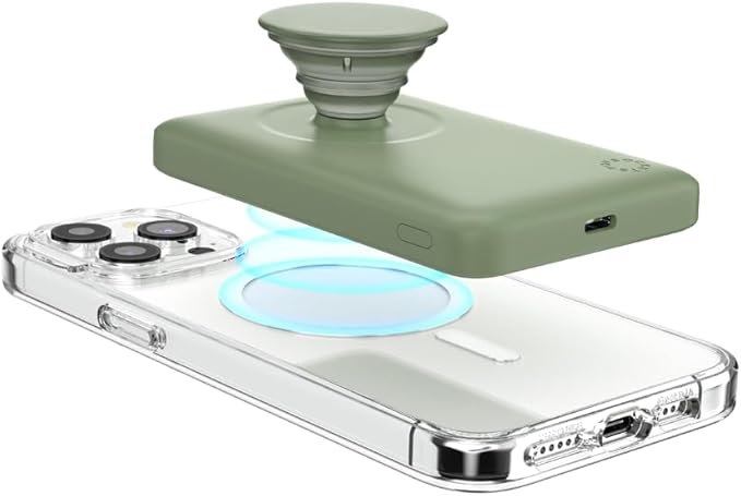 PopSockets PowerPack for MagSafe, Portable Phone Charger, Magnetic Wireless Portable Charger, 5000mAh - Eucalyptus