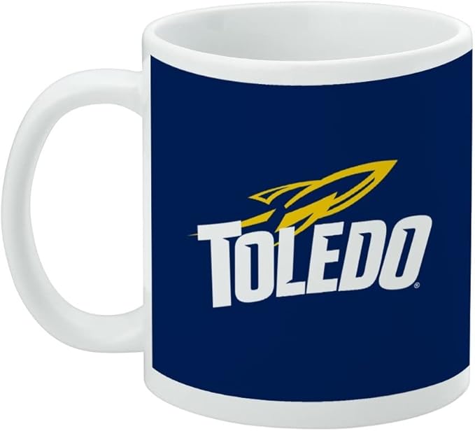 University of Toledo Rockets Logo Ceramic Coffee Mug, Novelty Gift Mugs for Coffee, Tea and Hot Drinks, 11oz, White