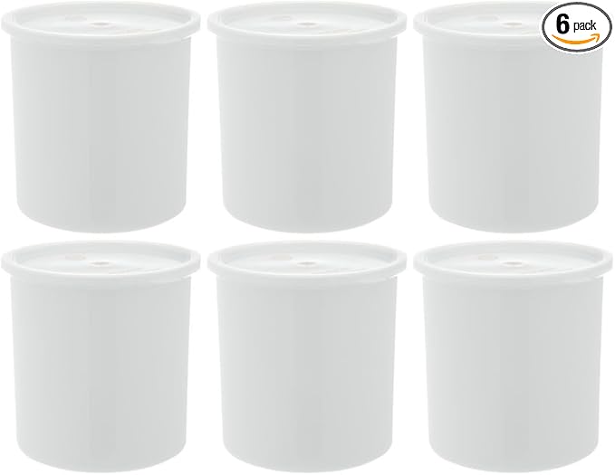 Carlisle FoodService Products Classic Round Storage Container Crock with Lid for Kitchen, Restaurants, Home, Plastic, 2.7 Quarts, White, (Pack of 6)
