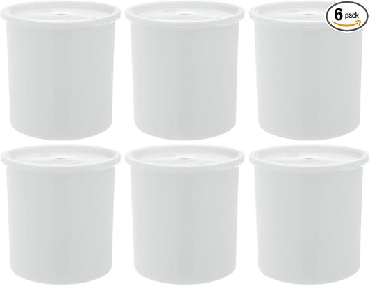 Carlisle FoodService Products Classic Round Storage Container Crock with Lid for Kitchen, Restaurants, Home, Plastic, 2.7 Quarts, White, (Pack of 6)