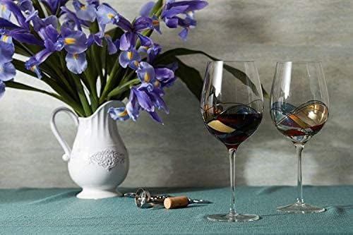 Bezrat Red Wine Glasses Set of 2, Unique Hand Painted Wine Glasses, Drinkware Essentials, 11" H, 28oz Wine Lover Large Wine Glass, Glassware Gifts Ideas for Women Inspired by The 'Duomo di Milano'