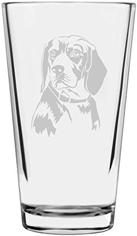 Beagle Dog Themed Etched All Purpose 16oz Pint Glass