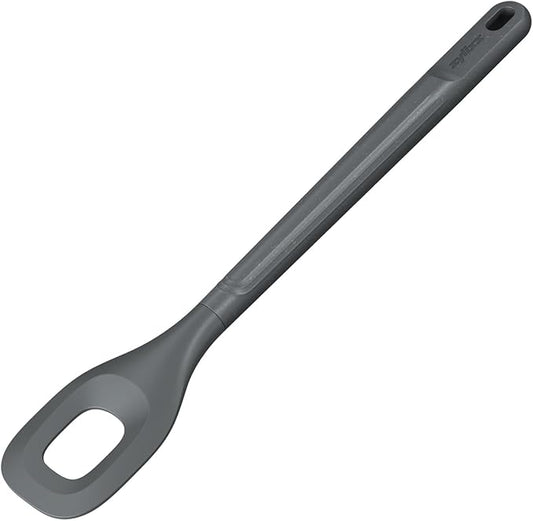 Zyliss E980225 Slotted Square Mixing Spoon, Sustainable Wheatstraw/Nylon, Spoon for Cooking and Stirring, Heat Resistant Silicone Head, Beluga Grey, 11.7" x 2.2", Dishwasher Safe