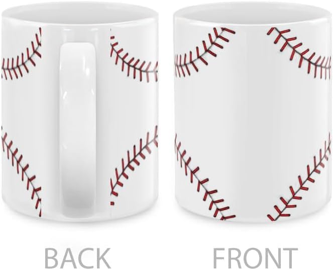 MUGBREW Baseball Stitches Ceramic Coffee Mug Tea Cup, 11 OZ