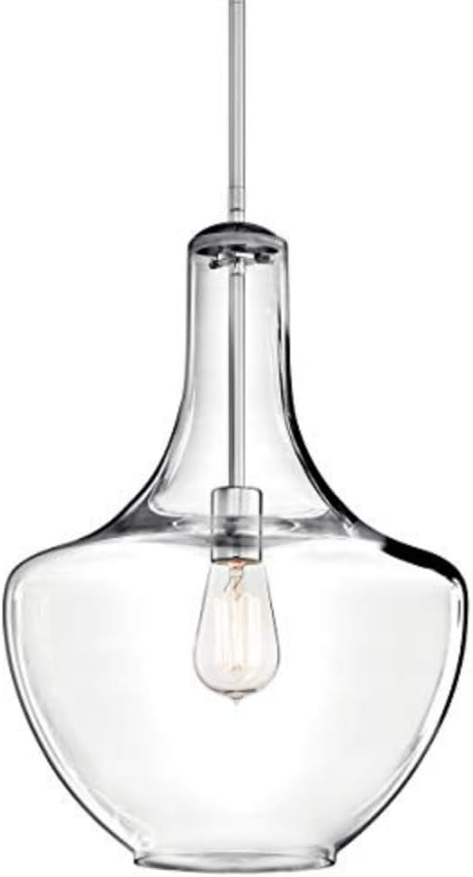 KICHLER Everly 19.75" 1 Light Bell Pendant Clear Glass Chrome